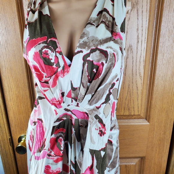 SILK Banana republic floral print mock wrap dress - Picture 6 of 9